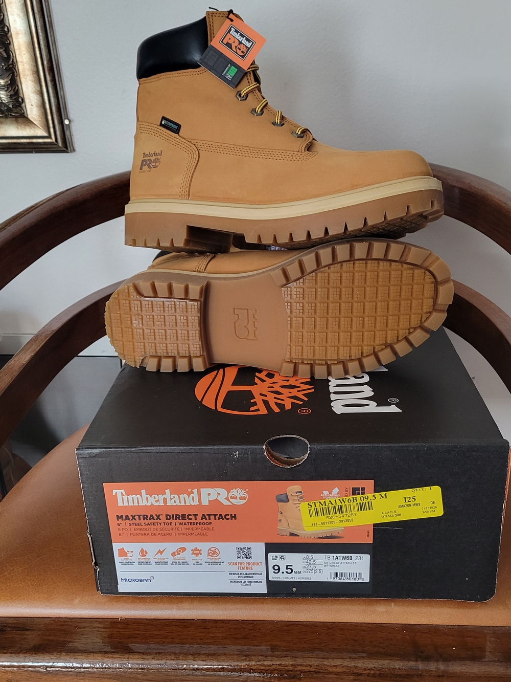 Timberland PRO Wheat Tan Work Boots with Black Collar - Picture 3 of 4